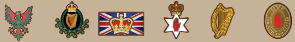 Figure 5: The livery of the six factions: IRA, NAT, UNI, BF, RUC, LOY